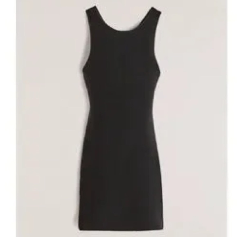Abercrombie & Fitch Scuba Cross-Back Elevated Knit Ribbed Dress Size XL Black